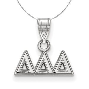 Sterling Silver Delta Delta Delta Small Greek Necklace - 16 Inch